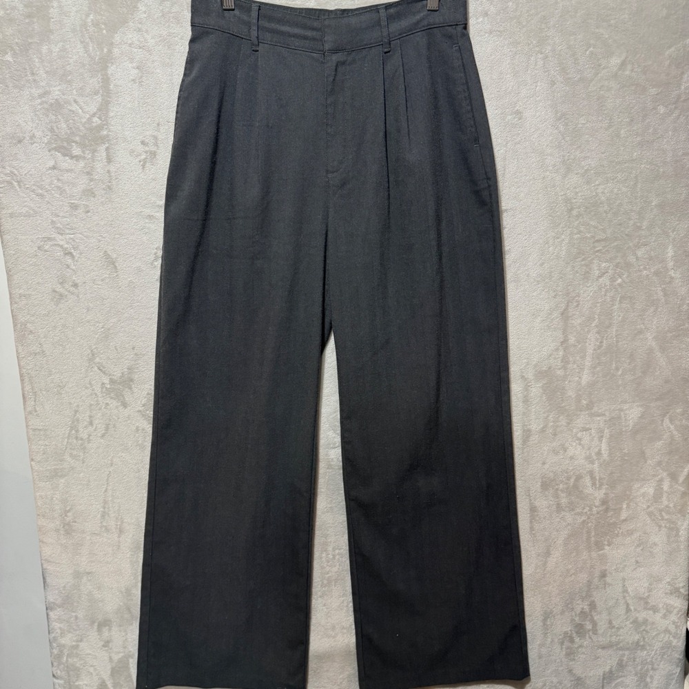Abercrombie & Fitch Womens Grey Herringbone Wide Leg Pleated Trousers Size ML